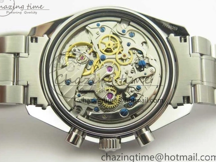 1227 Lightweight Speedmaster SS Snoopy OMF Best Edition White Dial on SS Bracelet Manual Winding Chrono Movement 7992
